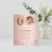 Papier 60e anniversaire rose or photo étoiles invitation (Debout devant)