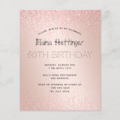 Papier 60e Budget Anniversaire Parties scintillant Rose G (Devant)