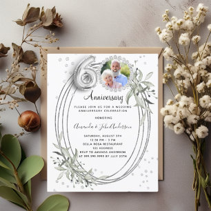 Papier 60ème mariage invitation en diamant photo en argen