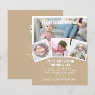 Papier 6E Anniversaire Photo Collage Invitation Garçon Fi