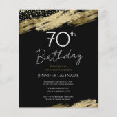 Papier 70e Anniversaire Budget de la fête Gold Black Invi (Devant)