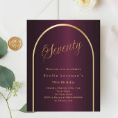 Papier 70e anniversaire burgundy or arch script invitatio