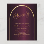 Papier 70e anniversaire burgundy or arch script invitatio (Devant)