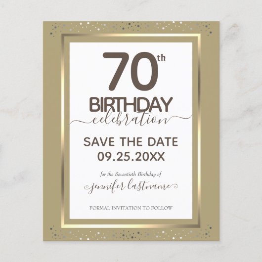 Papier 70e anniversaire Enregistrer la date Invitation bu (Devant)