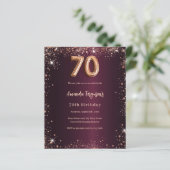 Papier 70e anniversaire invitation en or bordeaux (Debout devant)