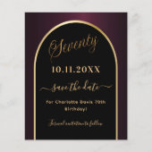 Papier 70e anniversaire noir bordeaux enregistrer la cart (Devant)
