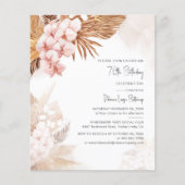 Papier 70e anniversaire Pampas Grass Floral Party Invitat (Devant)