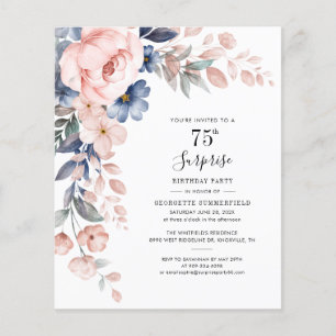 Papier 75e anniversaire Botanical Floral Party Invitation