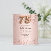 Papier 75e anniversaire rose or rose étoiles invitation (Debout devant)