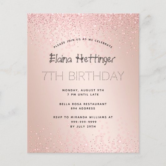 Papier 7E année Budget Anniversaire Parties scintillant R (Devant)