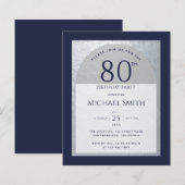Papier 80 Anniversaire Budget Marine Blue Silver Man Invi (Devant / Derrière)