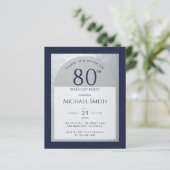 Papier 80 Anniversaire Budget Marine Blue Silver Man Invi (Debout devant)