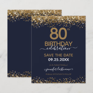 Papier 80e anniversaire Enregistrer la date Invitation bu