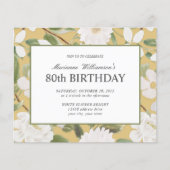 Papier 80e anniversaire Feminine White Flowers Jaune (Devant)