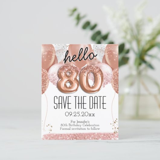 Papier 80e anniversaire Parties scintillant rose Enregist (Debout devant)