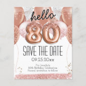 Papier 80e anniversaire Parties scintillant rose Enregist (Devant)