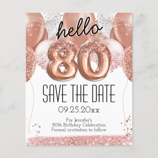 Papier 80e anniversaire Parties scintillant rose Enregist (Devant)