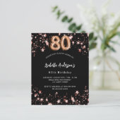 Papier 80e anniversaire rose noir invitation or (Debout devant)