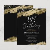 Papier 85e Anniversaire Budget de la fête Gold Black Invi (Devant / Derrière)