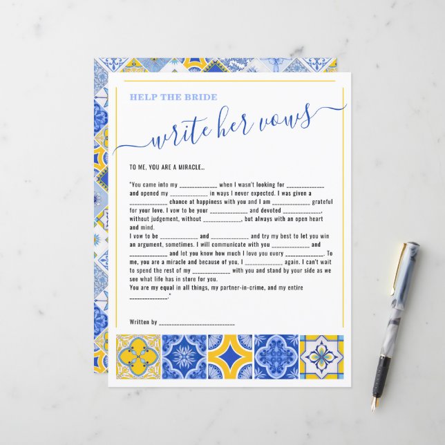 Papier 8 Aidez la mariée à écrire son jeu de Fête des mar (Devant/Arrière en situation)