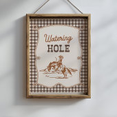 Papier 8x10 Brown Gingham Cowboy Watering Hole Sign