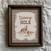 Papier 8x10 Brown Gingham Cowboy Watering Hole Sign