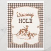 Papier 8x10 Brown Gingham Cowboy Watering Hole Sign (Devant)