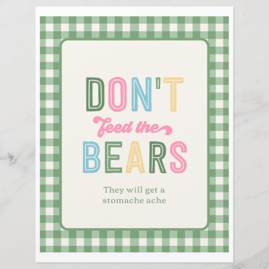 Papier 8x10 Camping pour filles Ne pas nourrir les ours (Devant)