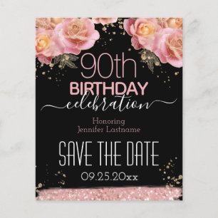 Papier 90e anniversaire Enregistrer la date Budget floral