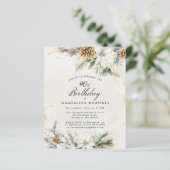 Papier 90e anniversaire Hiver White Floral Invitation (Debout devant)
