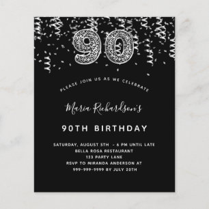 Papier 90e anniversaire Léopard noir argent invitation