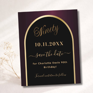 Papier 90e anniversaire noir bordeaux enregistrer la cart