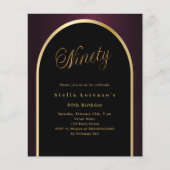 Papier 90e anniversaire noir Bourgogne or invitation (Devant)