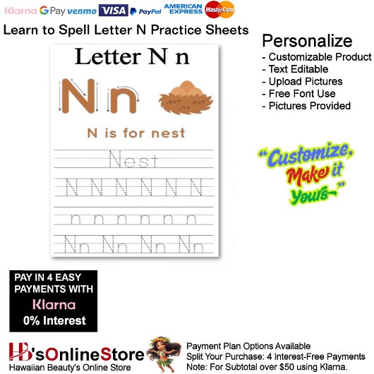 Papier 9 Learn To Spell Letter N Teacher Home Schooling