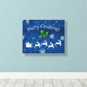 Papier à bascule Père Noël bleu et toile de rennes (Insitu (Plancher de Bois))