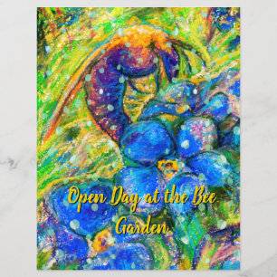 Papier A Bee & Forget-me-not-Flowers in the Garden