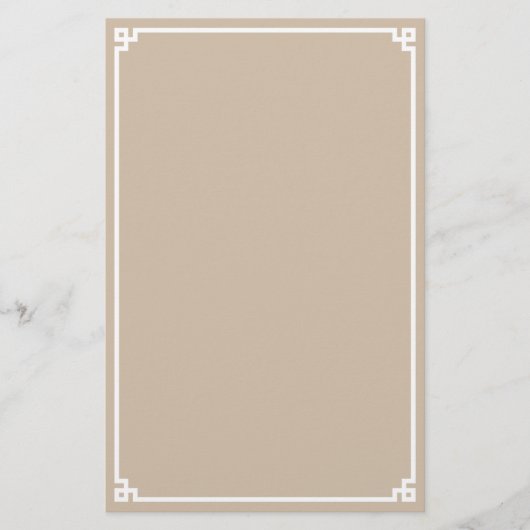 Papier à bordure grecque beige et blanc (Devant)