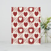 Papier à carreaux crème et rouge avec coeurs (Debout devant)