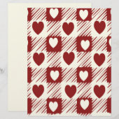 Papier à carreaux crème et rouge avec coeurs (Devant / Derrière)