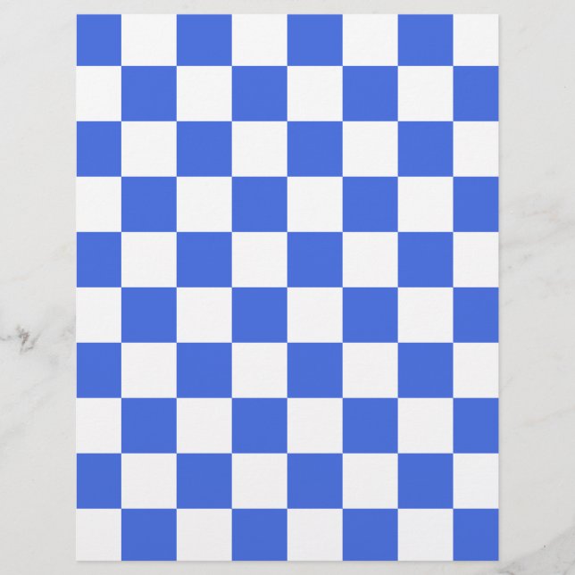 Papier à damiers - Blanc et Royal Blue (Devant)