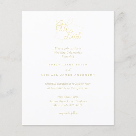 Papier À Dernier Gold White Black Wedding invite (Devant)