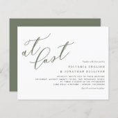 Papier À Dernier Vert Moderne Calligraphie Mariage Invite (Devant / Derrière)
