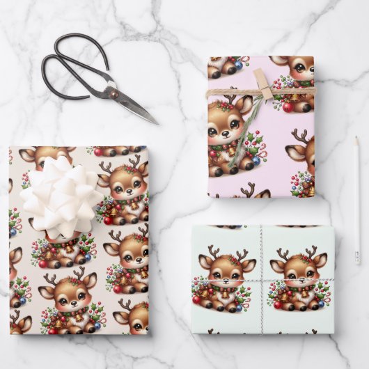 Papier à écrêtage de Noël Reindeer Plaque-3sets (Recto)
