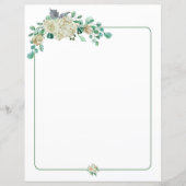 Papier à écriture florale - roses d'aquarelle crèm (Devant)