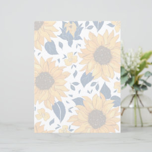Papier à écriture florale - tournesol lavé design
