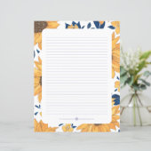 Papier à écriture lin - tournesols (Debout devant)