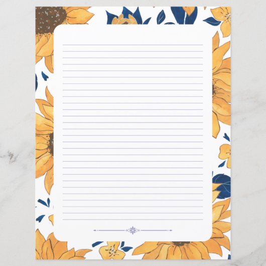 Papier à écriture lin - tournesols (Devant)