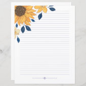Papier à écriture lin - tournesols (Devant / Derrière)