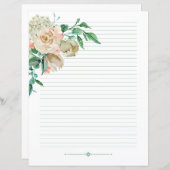 Papier à écritures recouvert - roses d'aquarelle c (Devant / Derrière)