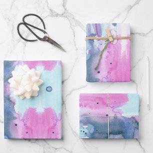 Papier à emballer cadeau à l'aquarelle de mariage